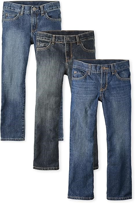 3pk x THE CHILDREN'S PLACE Boys Basic Bootcut Jeans, Size 14, Dark Jupiter/