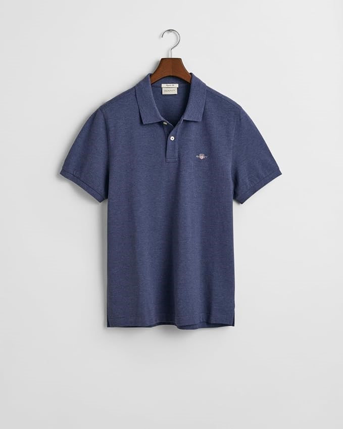 0197-5062664 · GANT Men's Reg Shield SS Pique Polo, Size XS, Dark Jeansblue Melange, G2210