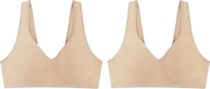 2pk x HANES Women's Wireless Bra, Size L, Nude/Nude, MHG79B. Buyers Note -