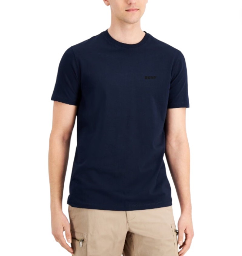 DKNY Men's Logo Tee, Size M, 100% Cotton, Navy (NVY). Buyers Note - Discou