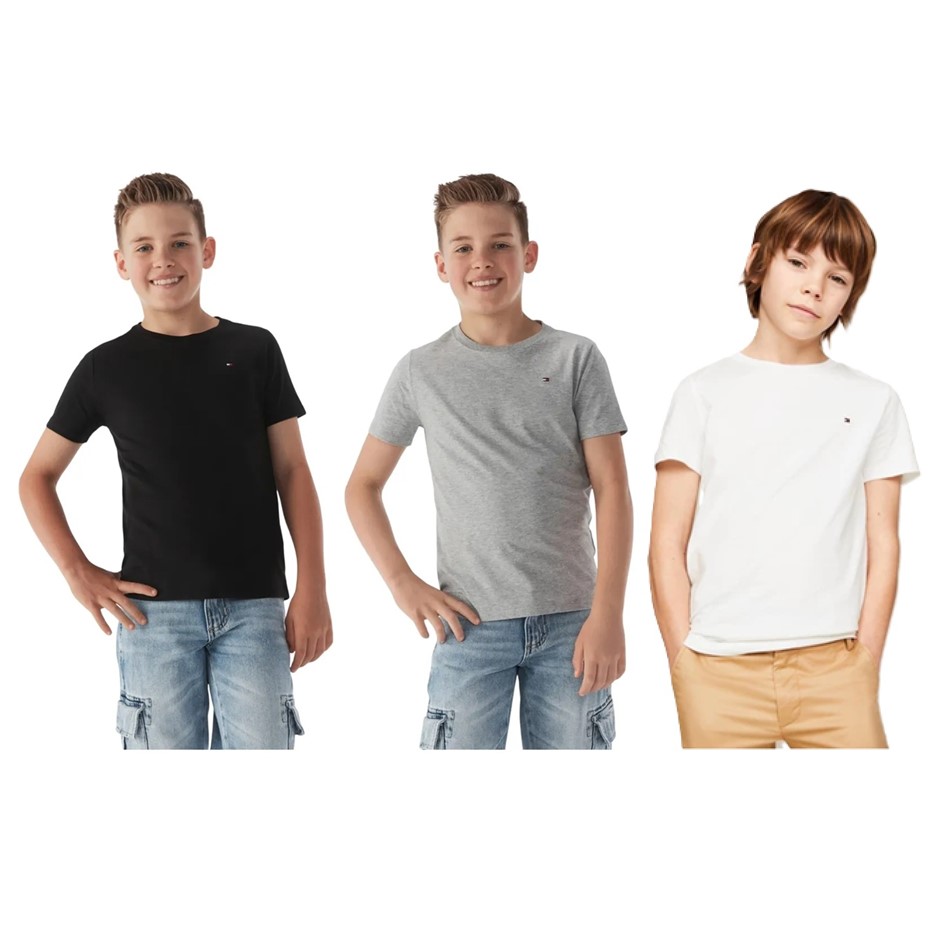 3 x TOMMY HILFIGER Kids' Nantucket Tees, Size L (12-14), 100% Cotton, Dark