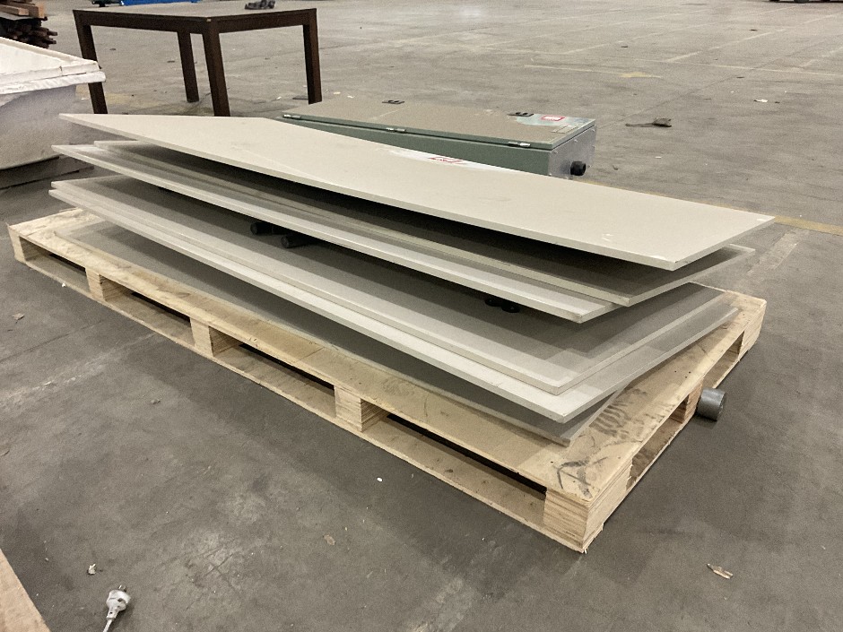 <p>Pallet of Assorted Tables with Folding Legs</p>