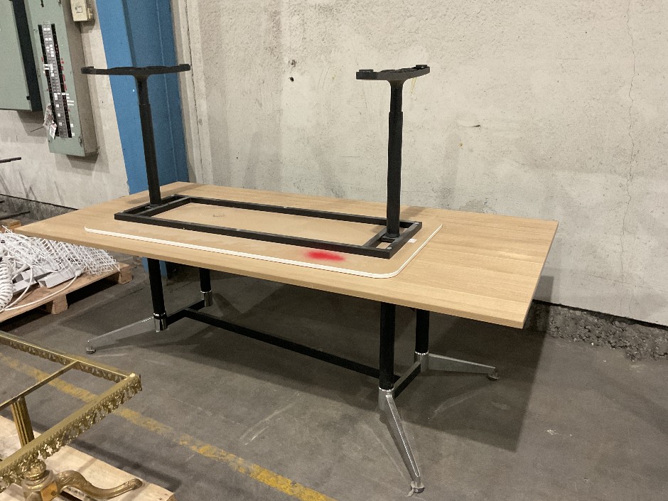 2x Steel Frame Timber & Timber Laminate Tables