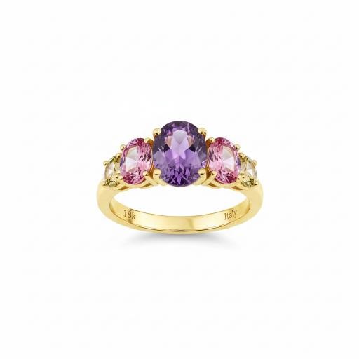 18K/Italy 3.0ctw Oval Cut Yellow Gold Filled Ring(stamped) 7US
