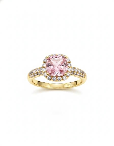 14K/Italy 2.0ct Pink Princess Cut Yellow Gold Filled Ring(stamped) 9US