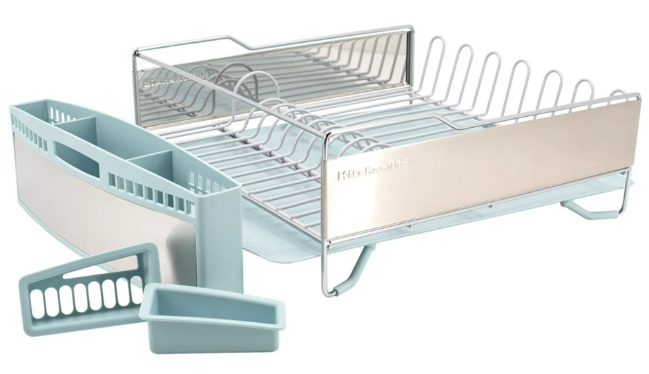 KITCHENAID Dish Drying Rack, Blue. NB: Used; minor rust.