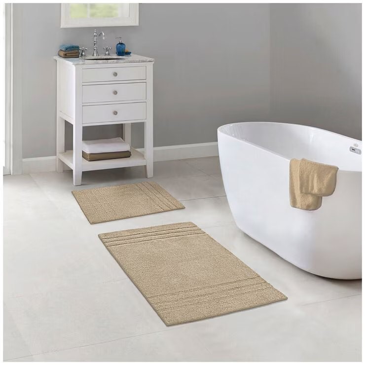 2 PACK MINERAL SPRING Multi Needle Bath Mat, Oxford Tan,  24in x 36in.