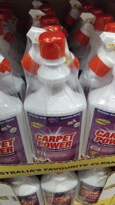 OZKLEEN 3pk Carpet Power Cleaner, 750ml. N.B: Damaged bottle.