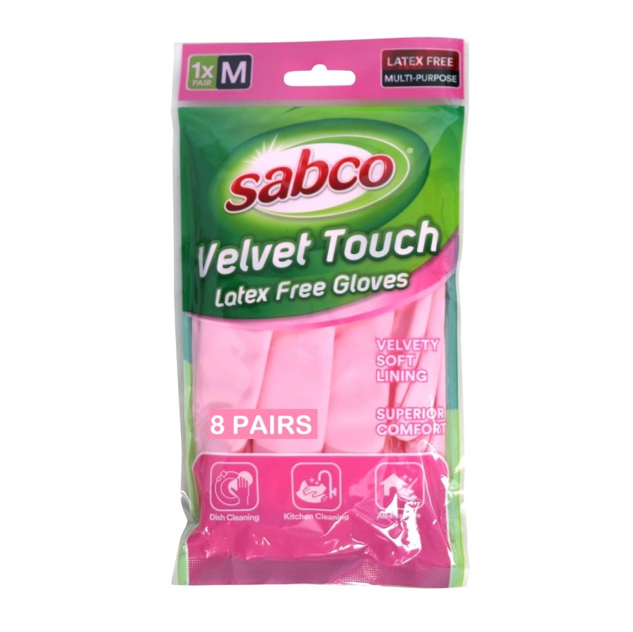 3 x Pack of 8-Pairs SABCO Velvet Touch Latex Free Gloves, Medium. N.B: Dama