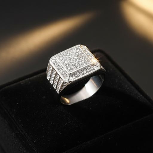 Italy 925 Silver Hip Hop Men's Ring (Stamps)-10 US