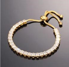 925 Sterling Silver Tennis Bracelet Simulated Diamonds-adjustable