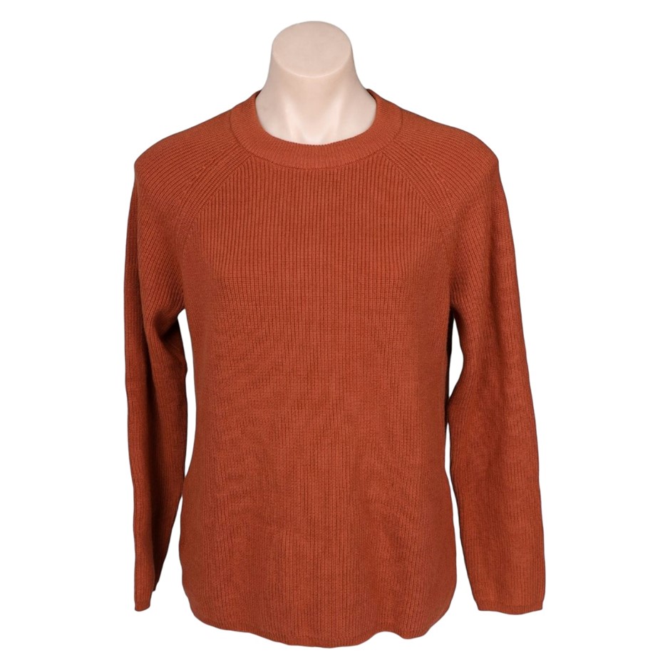 MATTY M Women's Rib Sweater, Size L, 60% Cotton, Root Beer.