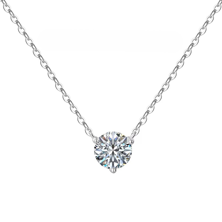 1.00ct Round Cut Lab Created Moissanite 925 Silver Pendant Necklace