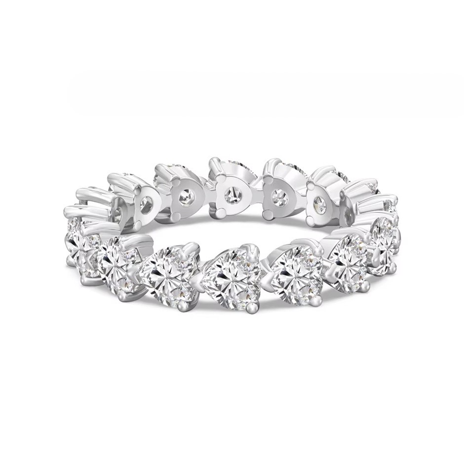 4.20ct Heart Cut Lab Created Moissanite 925 Sterling Silver Ring - Size 7