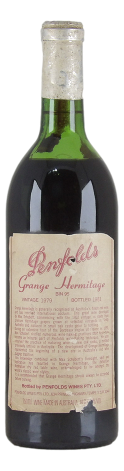 Penfolds Bin 95 Grange Hermitage 1979 (1x 750mL), SA.