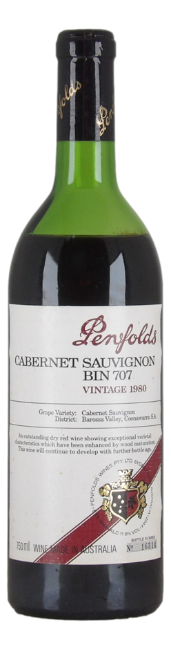 Penfolds `Bin 707` Cabernet Sauvignon 1980 (1 x 750mL) SA.