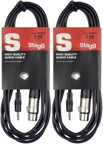 0018-3140639 · 2 x STAGG 1M/3FT Audio min.ST.Plug-XLRf