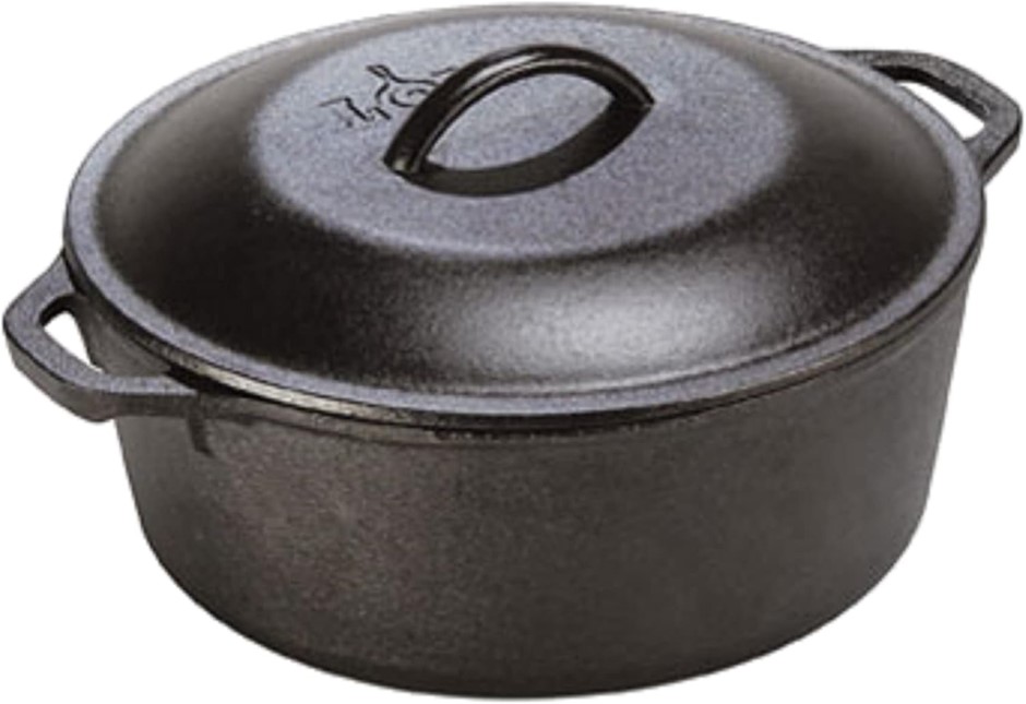 LODGE 5-Quart Cast Iron Dutch Oven with Iron Lid NB: minor chip