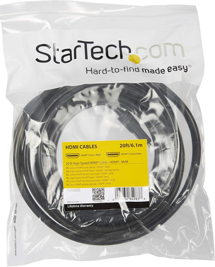 0019-3140639 · STARTECH.COM 20 ft High Speed HDMI Cable - Ultra HD 4k x 2k HDMI Cable - HD