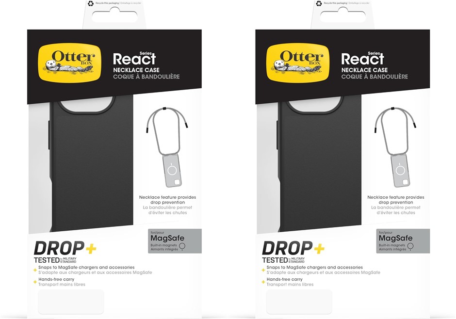 2 x OTTERBOX React Series Necklace MagSafe Case for iPhone 16, Ultra-Slim,