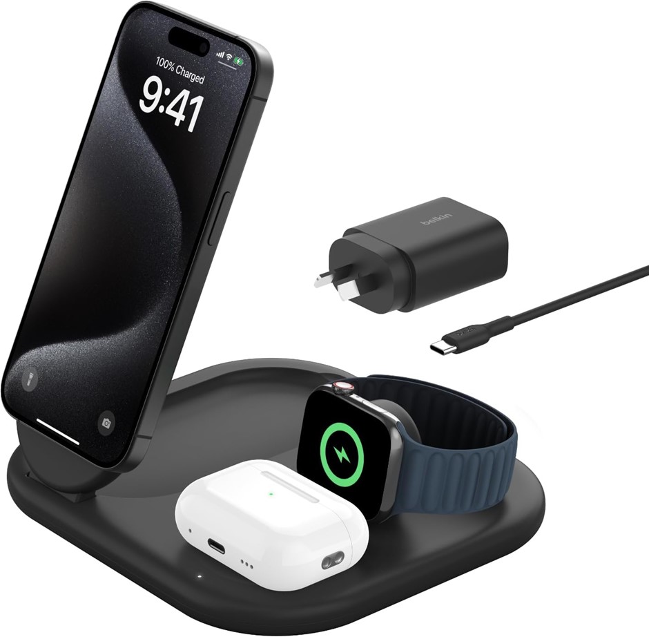 BELKIN BoostCharge 3-in-1 Magnetic Foldable Wireless Charger with Qi2 15W B