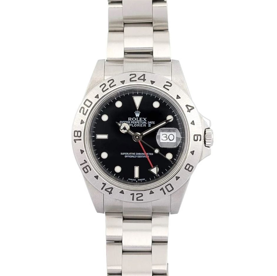 ROLEX 16570 EXPLORER II BLACK DIAL 40MM 2004 WXO & COA