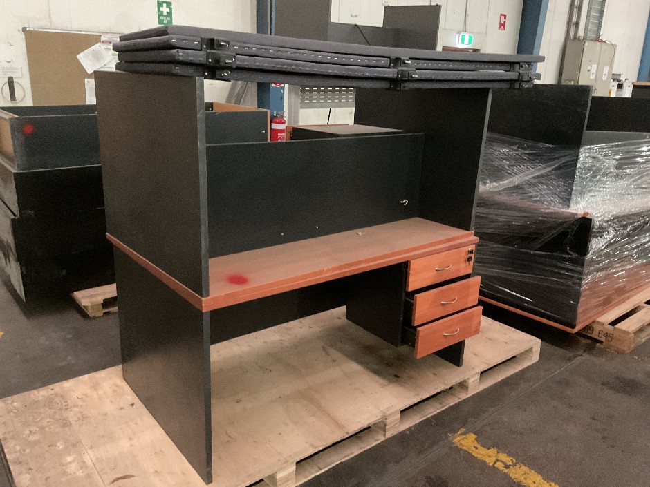 2x Timber Laminate Desks with Partitions