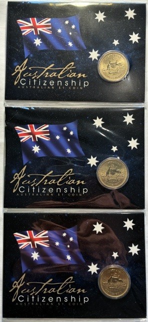Australia: 3 x $1 2012 Citizenship Uncirculated Carded Coins
