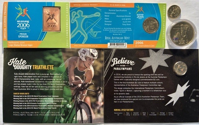 Australia: 5 x Paralympic, Olympic, Commonwealth Games Coins