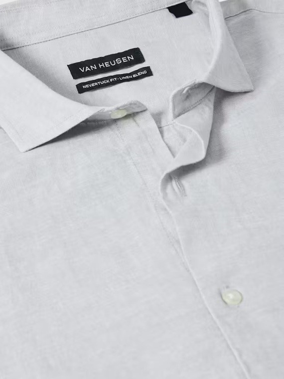 VAN HEUSEN Men's Linen Blend Nevertuck S/S Shirt, Size XL, Grey (RCRG), VCO