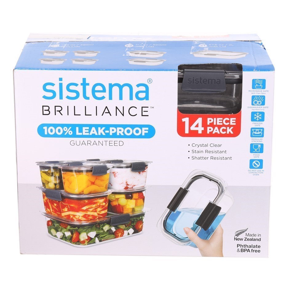 SISTEMA 14pc Brilliance Containers, 100% Leak Proof. NB: Minor use.