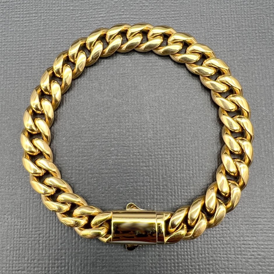 18K Gold-Filled Cuban Chain Bracelet, 10MM Wide - 20.3cm