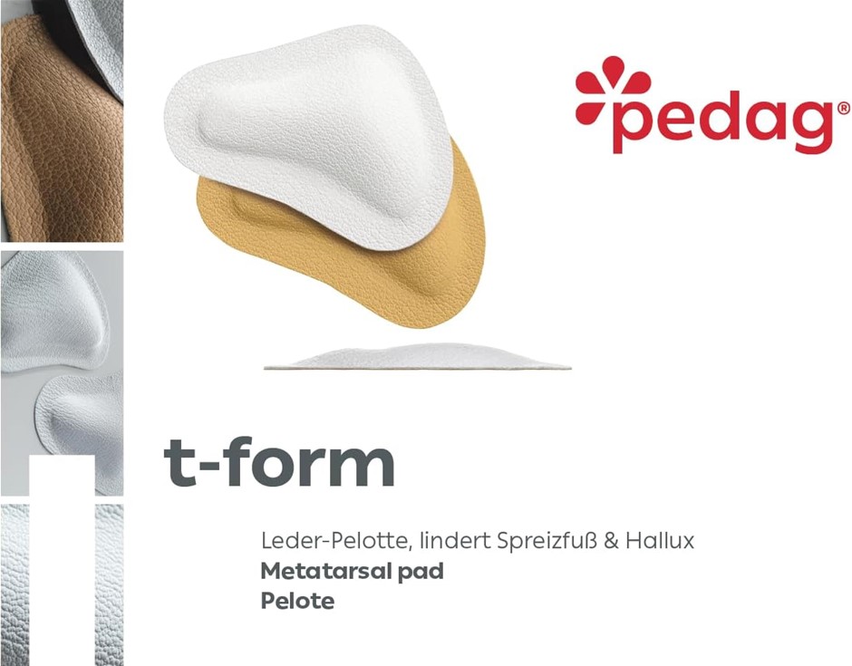 Pedag T-Form Large Anatomically Correct Metatarsal Arch Pads, Leather, Larg