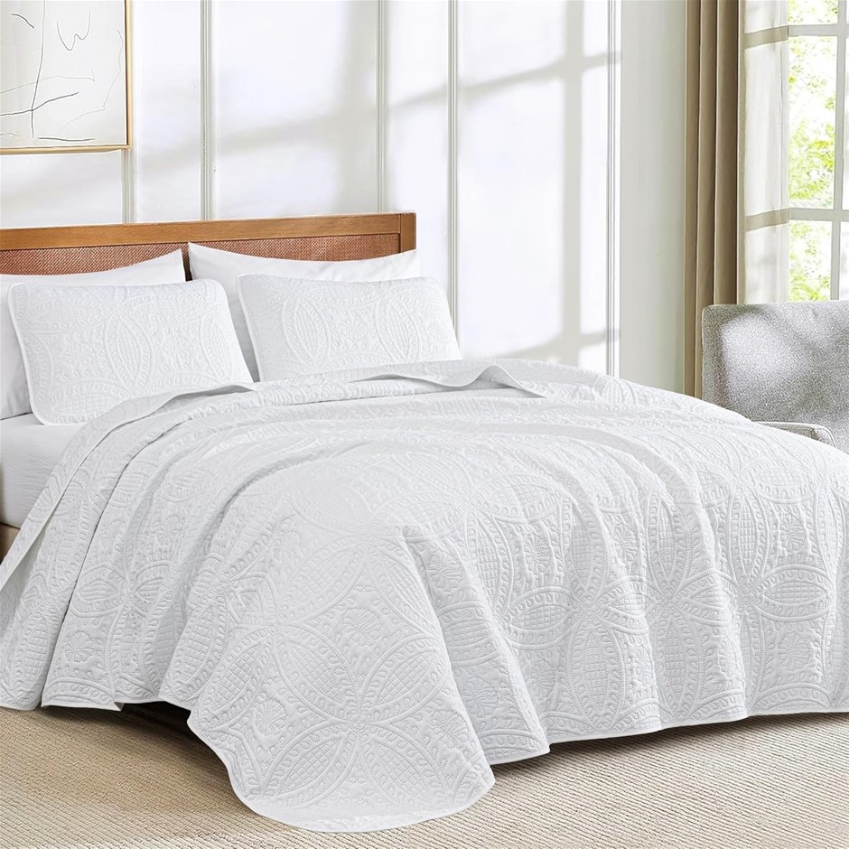 Chezmoi Collection 3 Piece 118 by 106" Austin Oversized Bedspread Coverlet