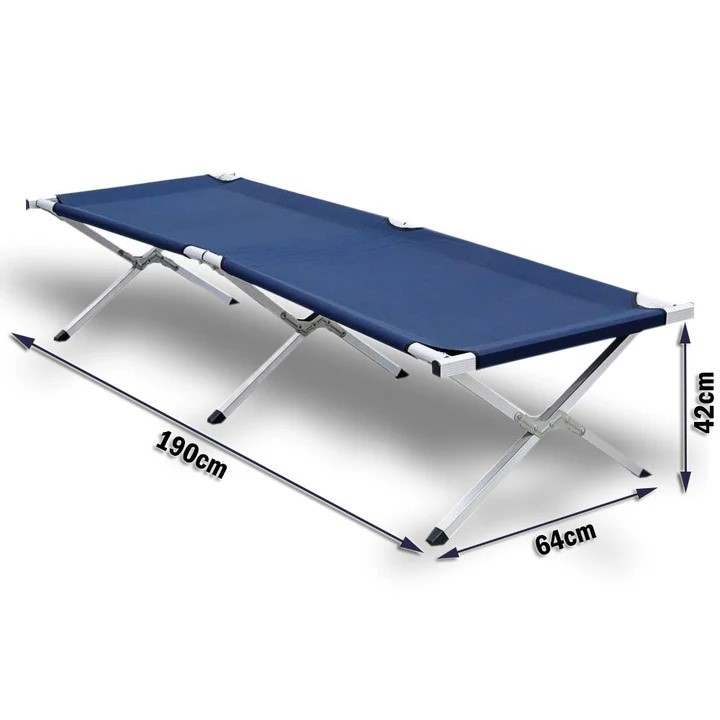 Camping Bed Folding Stretcher Light Weight w/ Carry Bag Camp Portable - nav