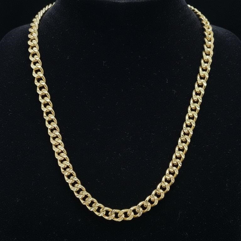 18K/Italy Stamped  Yellow Gold Filled  Chain 55cm-6mm-Bonus Gift