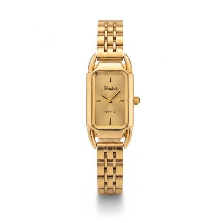 Luxury Gold-Tone Women's Quartz Watch – Elegant Rectangular Dial