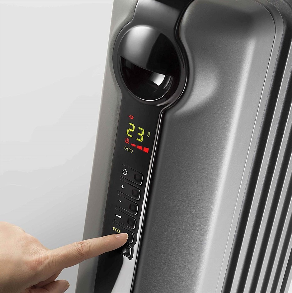 DELONGHI Radia S Digital Portable Oil Column Heater, 2400W, Grey, Model TRR