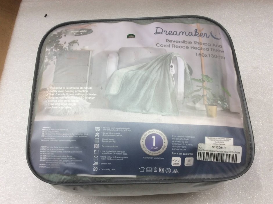 Dreamaker Reversible Sherpa & Coral Fleece Heated Throw