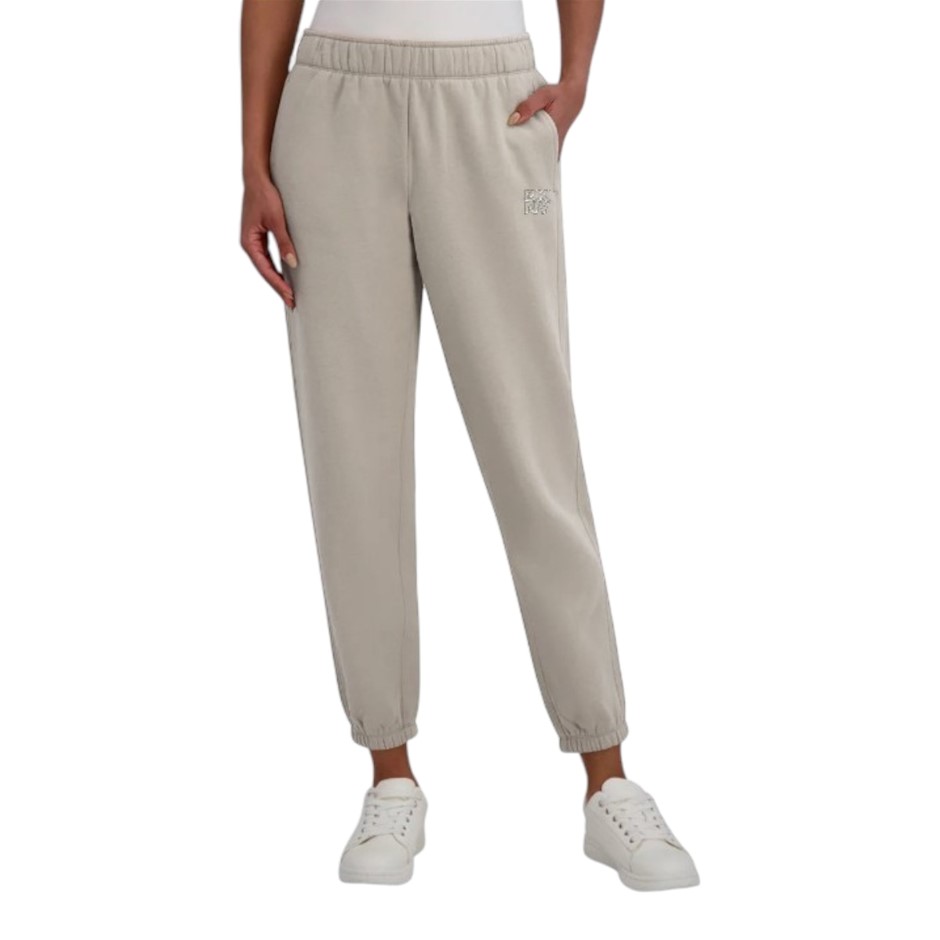 DKNY SPORT Women's Fleece Pants, Size L, 60% Cotton, Oat (OTA). NB: faint m