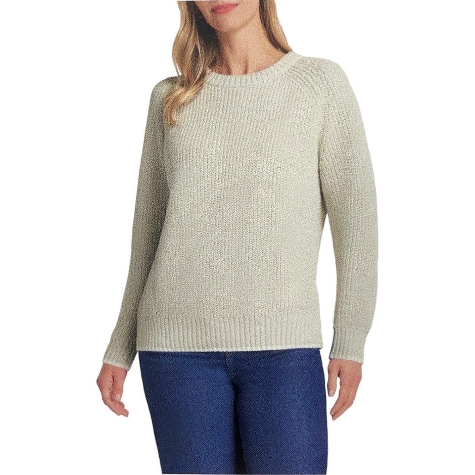 MATTY M Women's Knit Sweater, Size M, Light Grey. NB: pull on front.