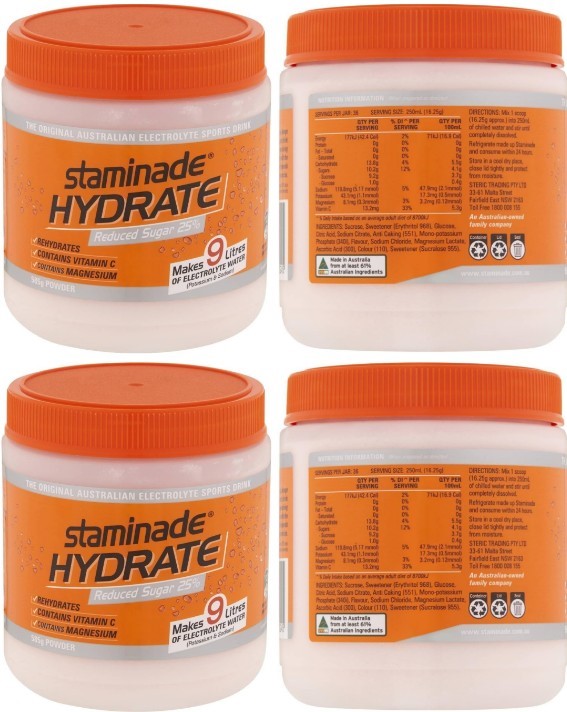 2x Staminade Orange Hydrate Electrolyte Powder 585 g. Best Before Date: 18/