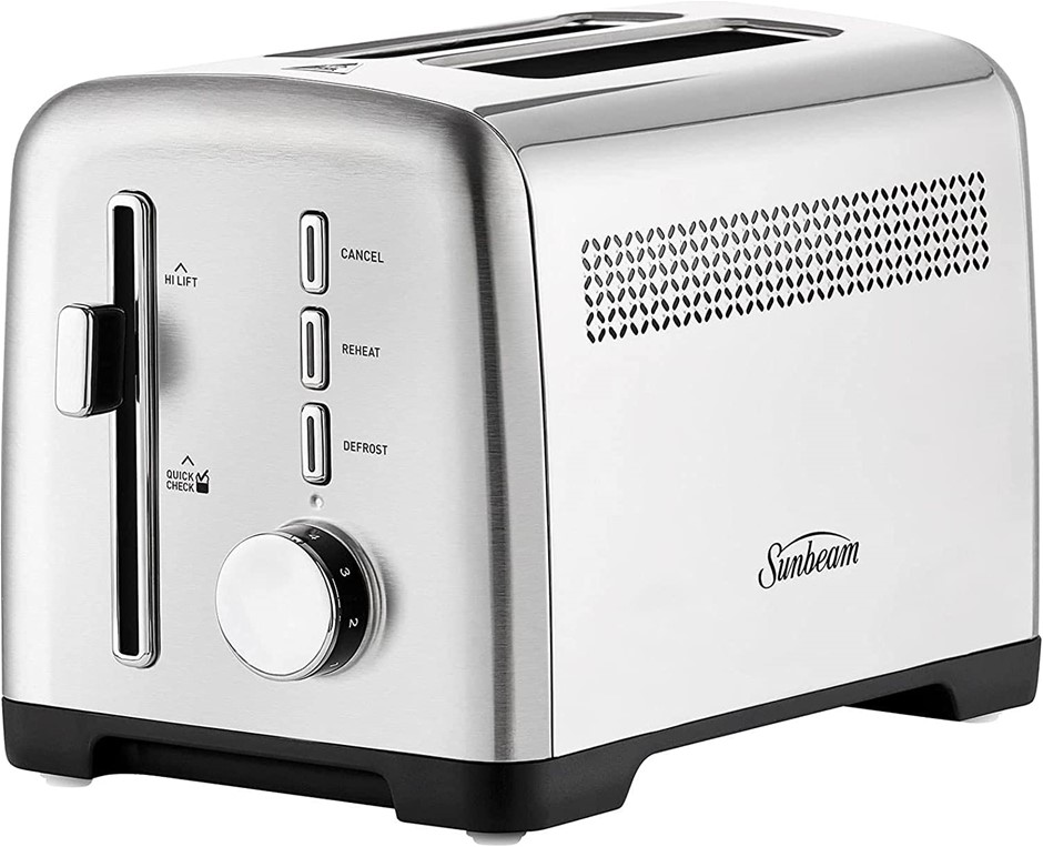 SUNBEAM 2 Slice Toaster Stainless Steel, Model: TAM1002SS. NB: used, no box