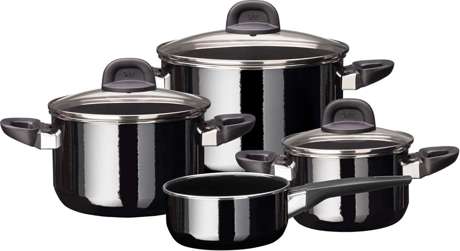 SILIT Modesto Line 4-Piece Saucepan Set with Glass Lids Silargan Functional