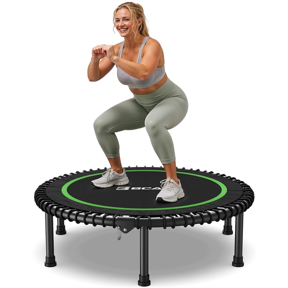 BCAN 40" Foldable Mini Trampoline, Silent Bungee Cord, Stable & Quiet Exerc