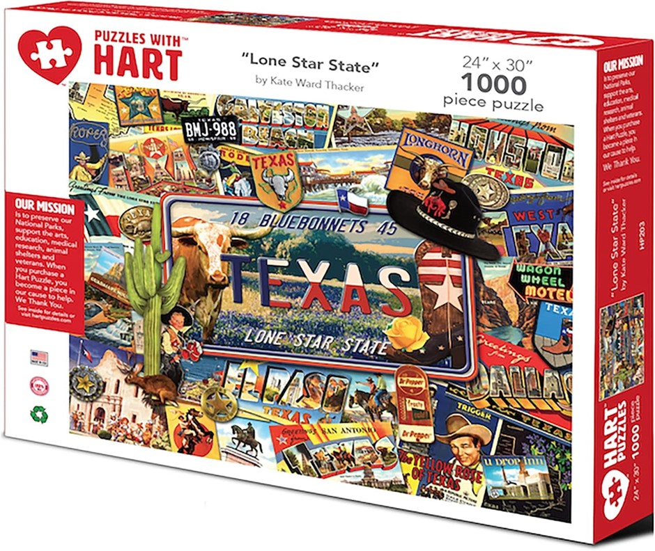 HART PUZZLES Lone Star State Kate Ward Thacker Jigsaw 1000 Pieces 24" x 30"