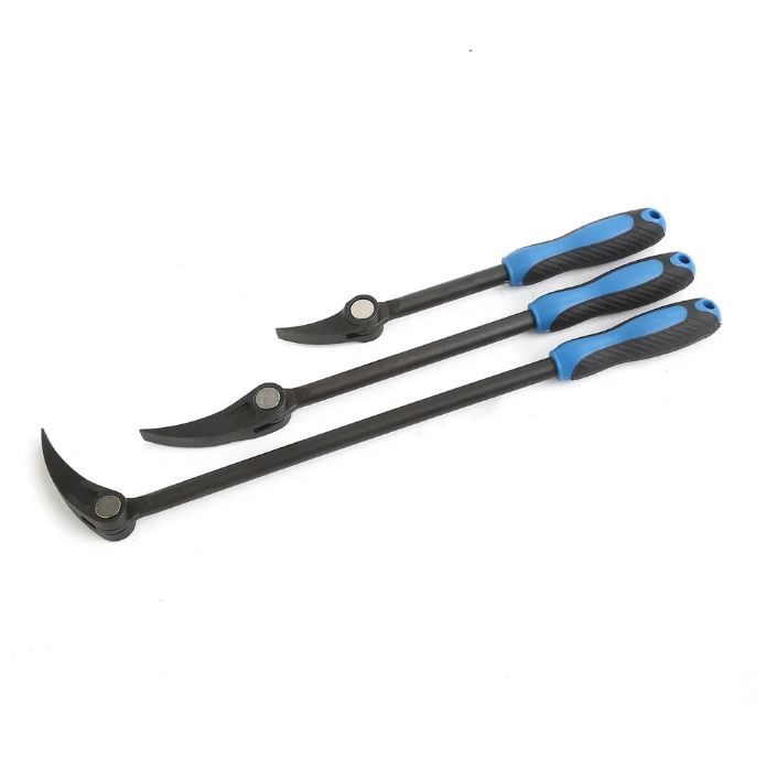 3pc Indexable Pry Bar Set 8", 12", 16" HSS Steel, 11 Position Adjustable