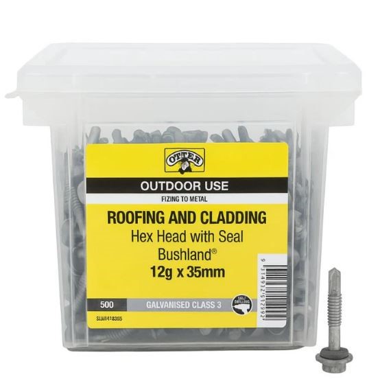Otter Roofing & Cladding Screws Hex Head w/ Seal Bushland 12g x 35mm