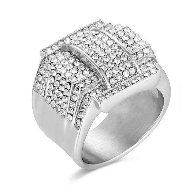 Italy 925 Silver Hip Hop Men's Ring (Stamps)-12 US
