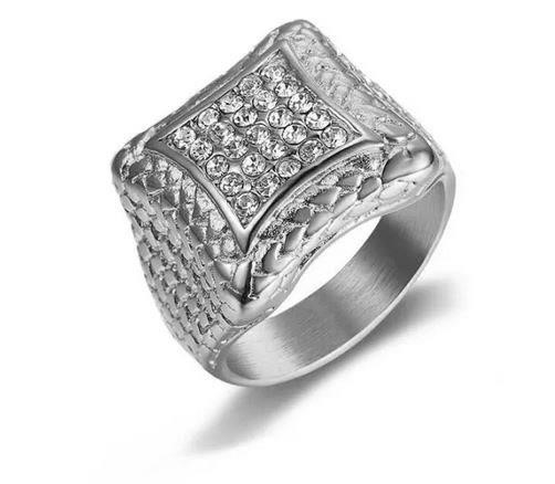 Italy 925 Silver Hip Hop Men's Ring (Stamps)-11 US